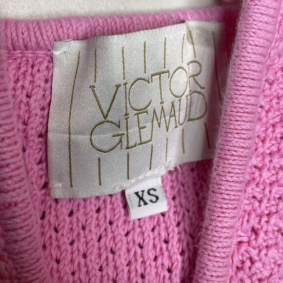 VICTOR GLEMAUD Knit Cutout Midi Dress Women XS Bubblegum Pink 100% Cotton - Picture 14 of 15